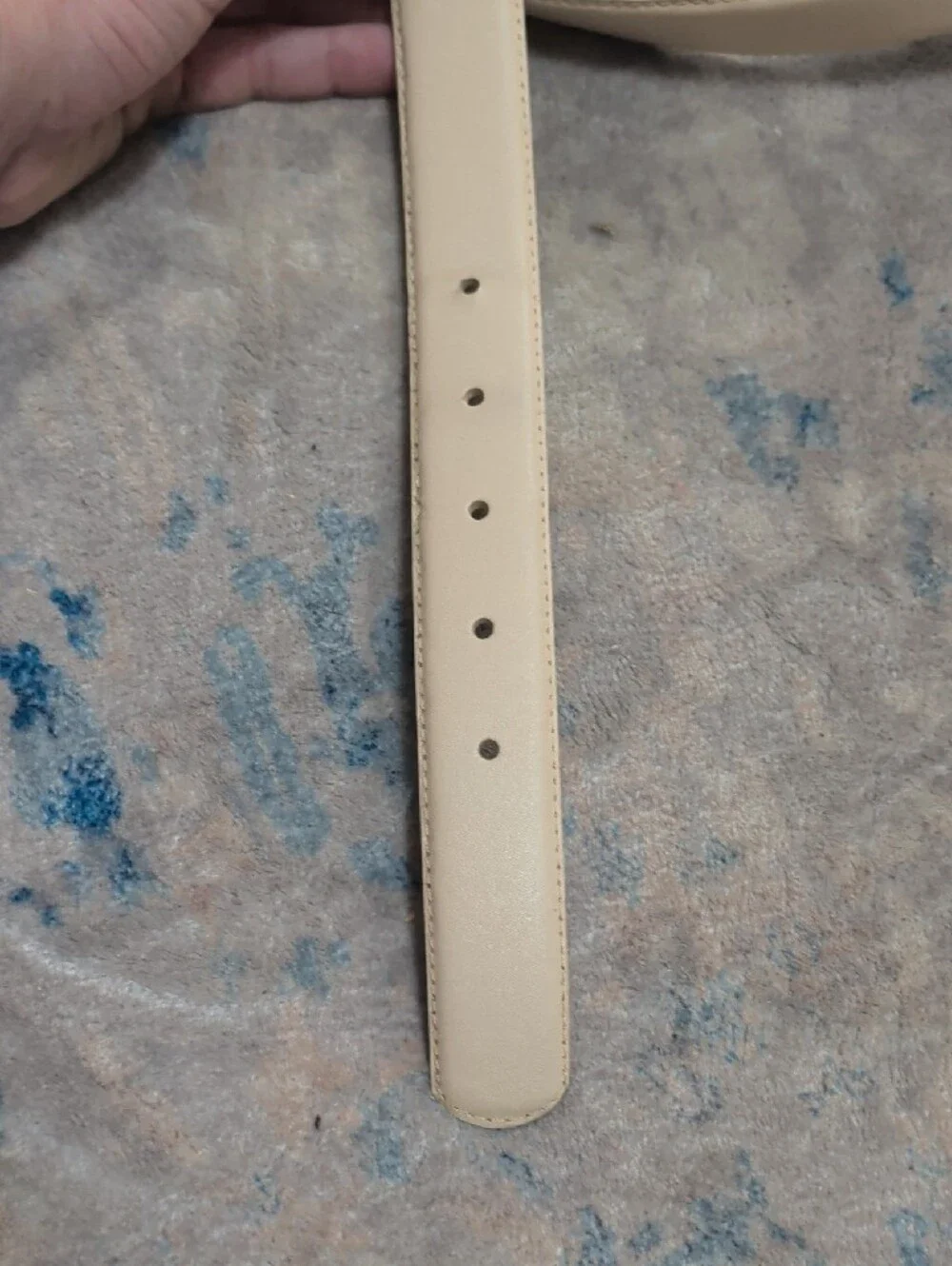 Vintage Cream Leather Belt with Gold-Tone Round Buckle MCM Retro
